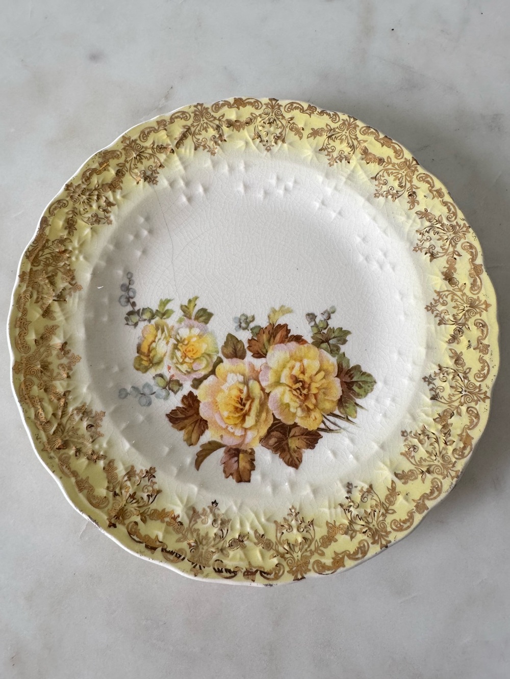 Vintage 1930s Leigh Ware Yellow Rose of Sharon Plate